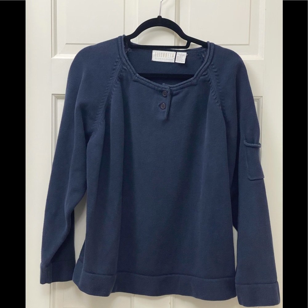 Elisabeth by Liz Claiborne Sweater Cotton Dark Blue Long Sleeve Crewneck - 2X